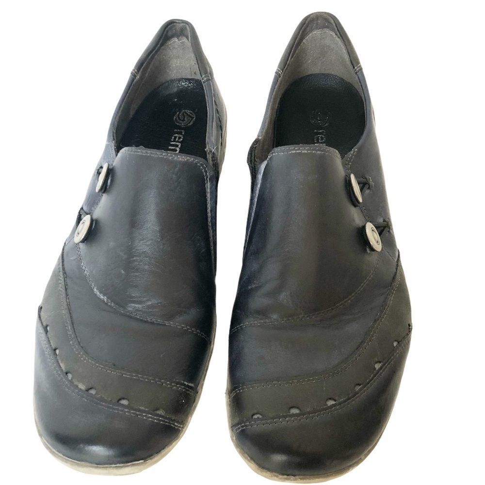 Remonte  Blue leather slip on loafers - Picture 2 of 4